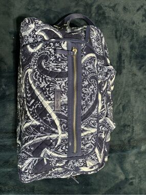 Vera Bradley Quilted Navy and White Patterned Duffel Bag